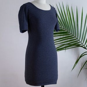 👁️ gray twist back body con stretch sheath dress